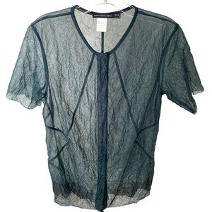 MARITHE FRANCOIS GIRBAUD Women's Sheer Top. Size Medium. Teal. High Style!
